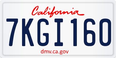 CA license plate 7KGI160