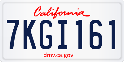 CA license plate 7KGI161