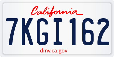 CA license plate 7KGI162