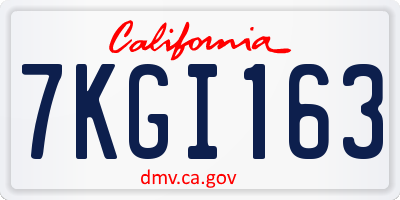 CA license plate 7KGI163