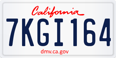 CA license plate 7KGI164