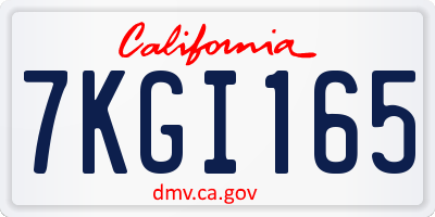 CA license plate 7KGI165