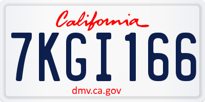 CA license plate 7KGI166