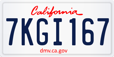 CA license plate 7KGI167