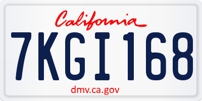 CA license plate 7KGI168
