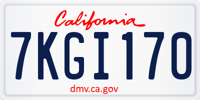 CA license plate 7KGI170