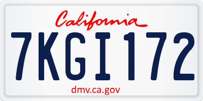 CA license plate 7KGI172
