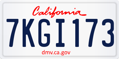 CA license plate 7KGI173