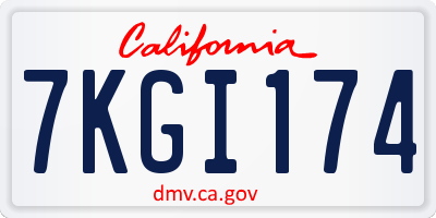 CA license plate 7KGI174