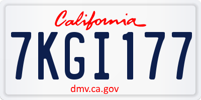 CA license plate 7KGI177