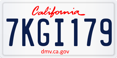 CA license plate 7KGI179