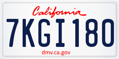 CA license plate 7KGI180