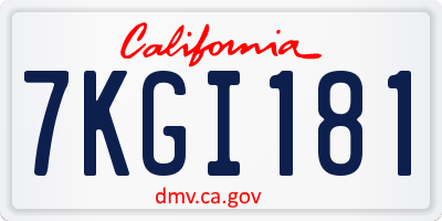 CA license plate 7KGI181
