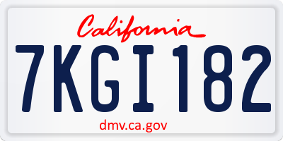 CA license plate 7KGI182
