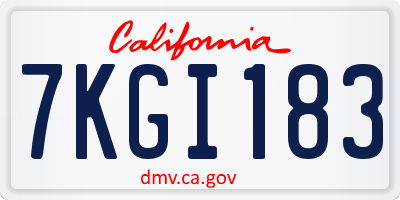CA license plate 7KGI183
