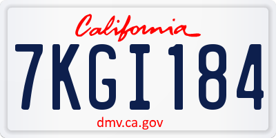CA license plate 7KGI184