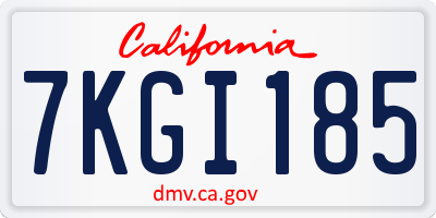 CA license plate 7KGI185