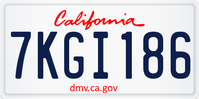 CA license plate 7KGI186