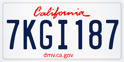 CA license plate 7KGI187