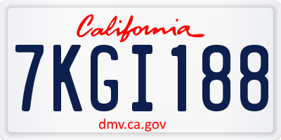 CA license plate 7KGI188