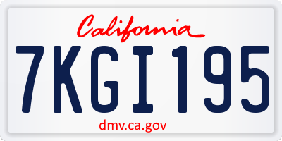 CA license plate 7KGI195