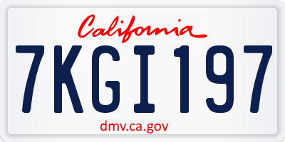 CA license plate 7KGI197
