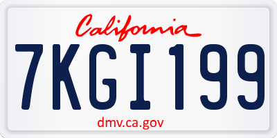 CA license plate 7KGI199