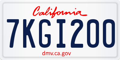 CA license plate 7KGI200
