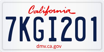 CA license plate 7KGI201