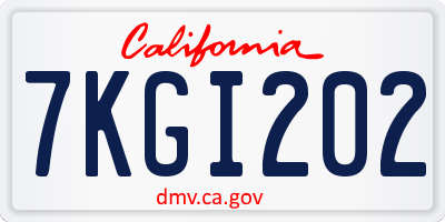 CA license plate 7KGI202