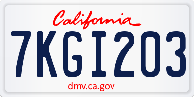 CA license plate 7KGI203