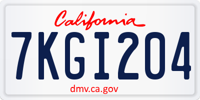 CA license plate 7KGI204