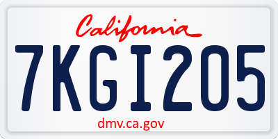 CA license plate 7KGI205