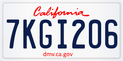 CA license plate 7KGI206