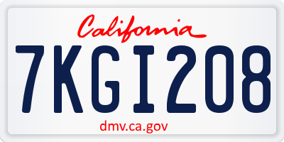 CA license plate 7KGI208
