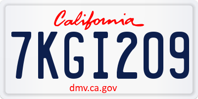 CA license plate 7KGI209