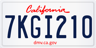 CA license plate 7KGI210