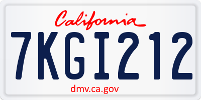 CA license plate 7KGI212