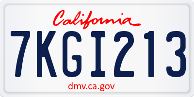 CA license plate 7KGI213