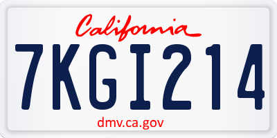 CA license plate 7KGI214