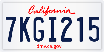 CA license plate 7KGI215