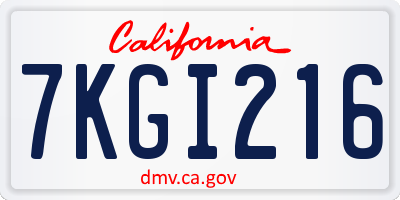 CA license plate 7KGI216