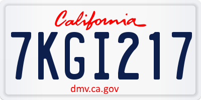 CA license plate 7KGI217
