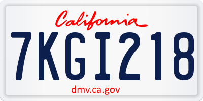 CA license plate 7KGI218