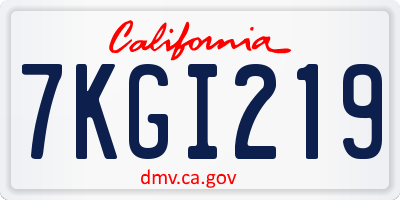 CA license plate 7KGI219