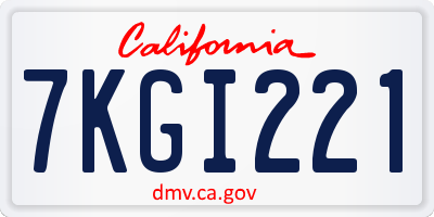 CA license plate 7KGI221