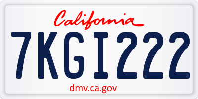 CA license plate 7KGI222