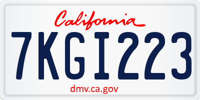 CA license plate 7KGI223