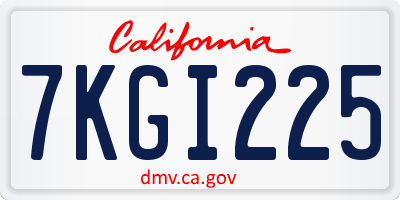 CA license plate 7KGI225
