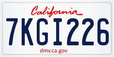 CA license plate 7KGI226